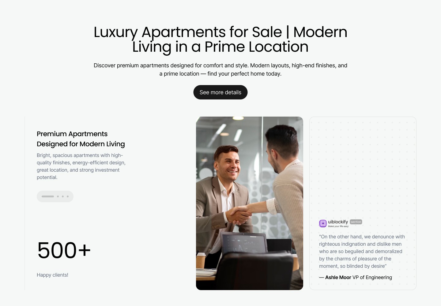Preview of a ready-to-use Figma website section from the uiblockify library (1)